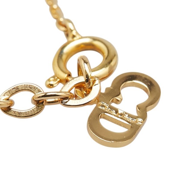 Christian Dior Dior rhinestone heart motif necklace, gold plated, for women.
